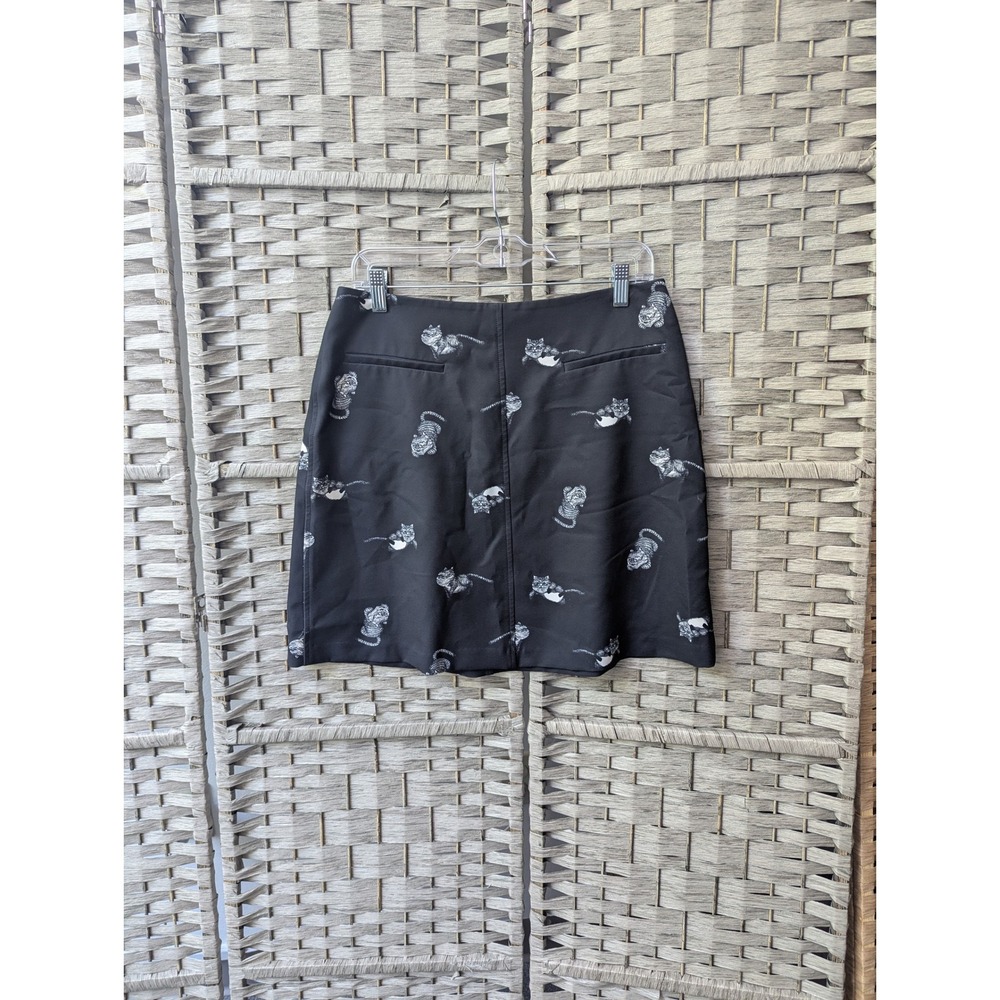 Disney Colleen Atwood Cheshire Cat Print Mini Skirt Black Sz 8 Whimsigoth Alice